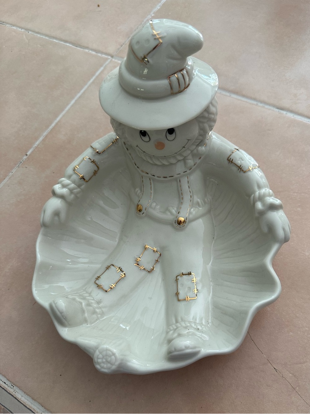 LENOX Porcelain Scarecrow Candy Dish with Gold Accents